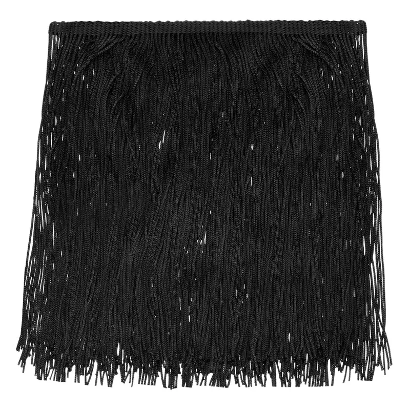 10 Yards 8 Inch Chainette Fringe Trim Tassel Sewing Trim for Clothes, Black