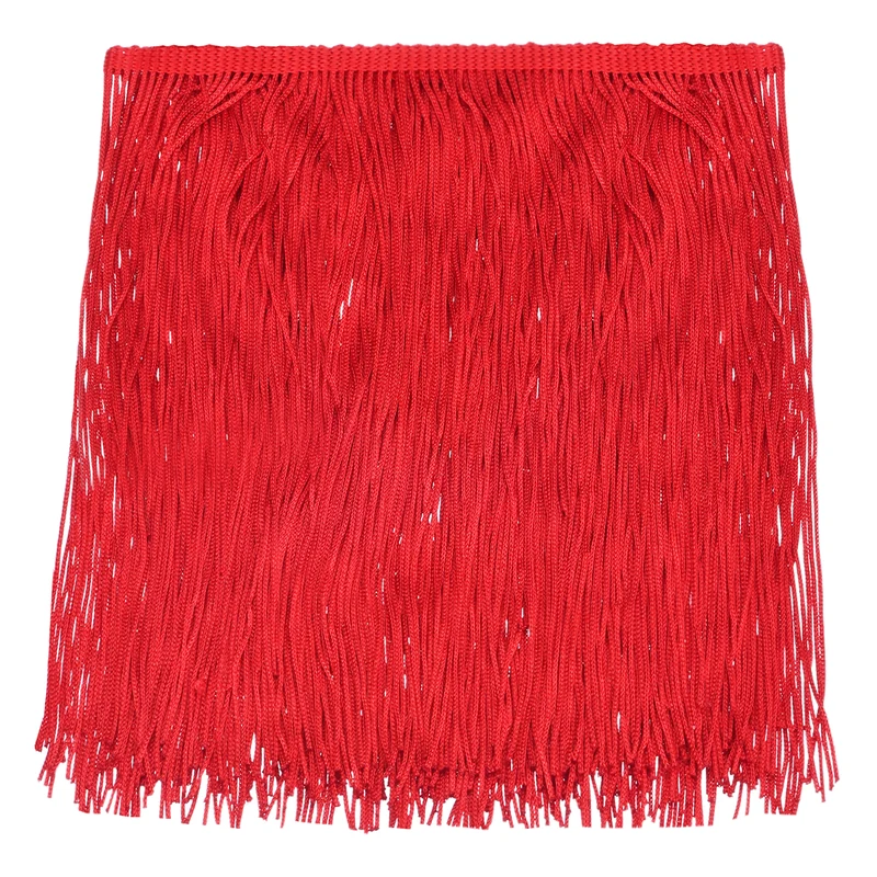 10 Yards 8 Inch Chainette Fringe Trim Tassel Sewing Trim for Clothes, Red