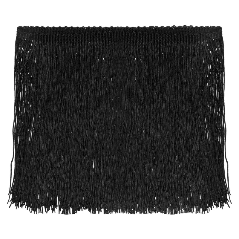 10 Yards 6 Inch Chainette Fringe Trim Tassel Sewing Trim for Clothes, Black