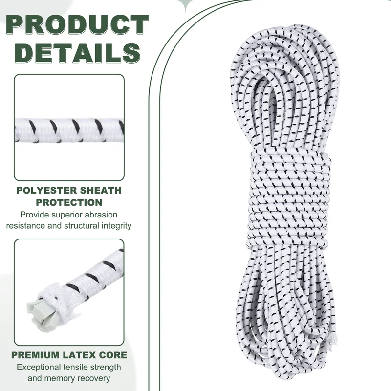 1/8 Inch Elastic Bungee Shock Cords 49 Feet Stretch String Rope, Dark Dot
