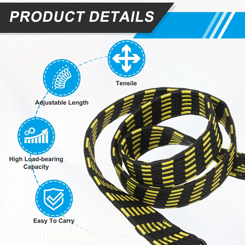 2Pcs Adjustable Bungee Cords with Hook 39" Elastic Bungee Straps, Yellow