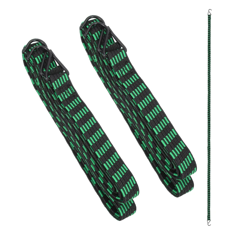 2Pcs Adjustable Bungee Cords with Hook 118" Elastic Bungee Straps, Green
