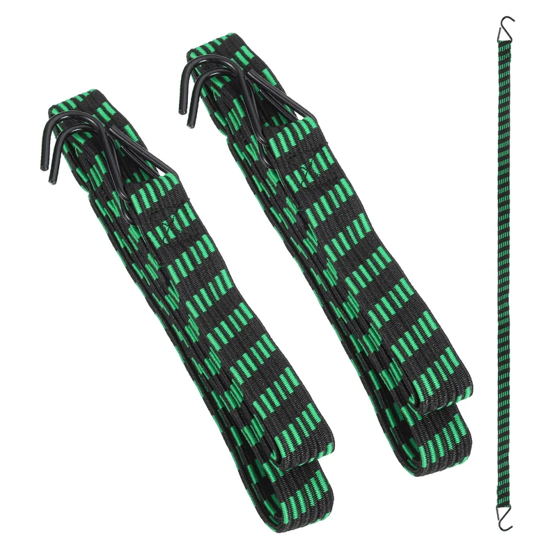 2Pcs Adjustable Bungee Cords with Hook 67" Elastic Bungee Straps, Green