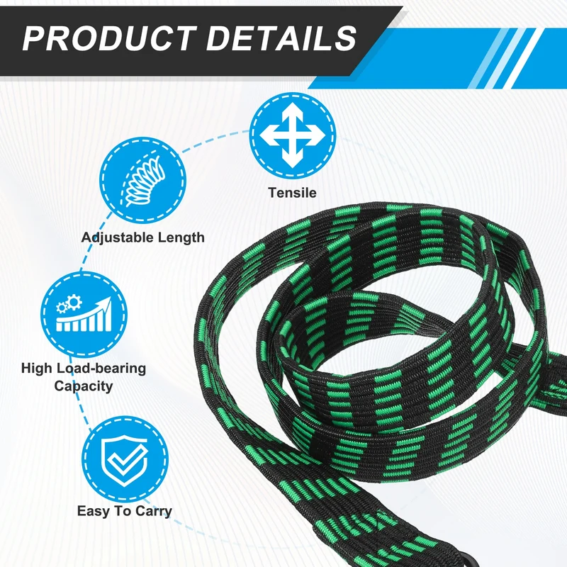 2Pcs Adjustable Bungee Cords with Hook 67" Elastic Bungee Straps, Green