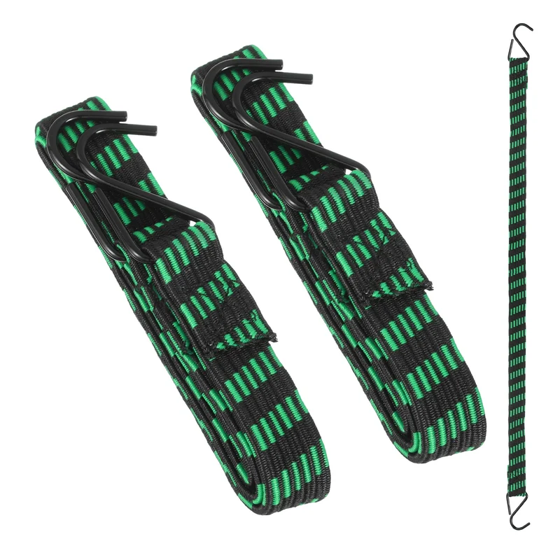 2Pcs Adjustable Bungee Cords with Hook 39" Elastic Bungee Straps, Green