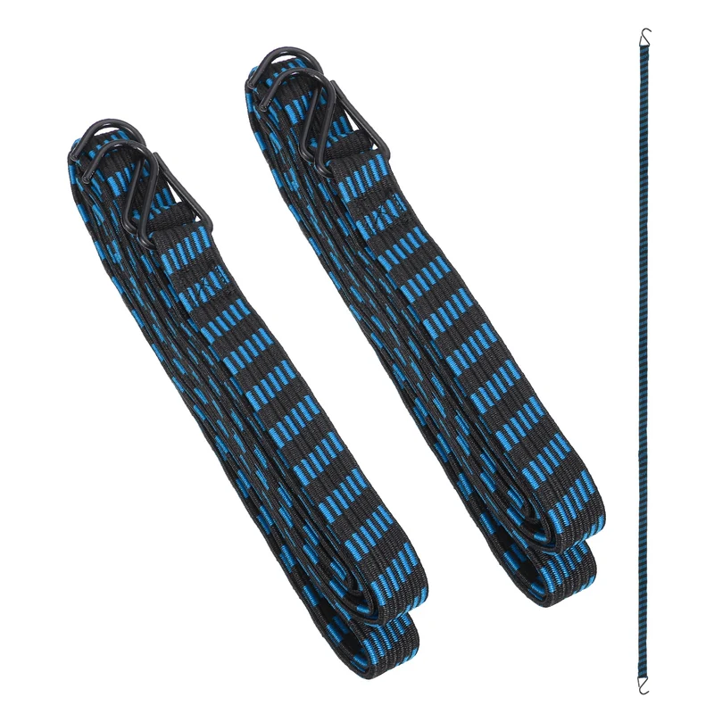 2Pcs Adjustable Bungee Cords with Hook 118" Elastic Bungee Straps, Blue