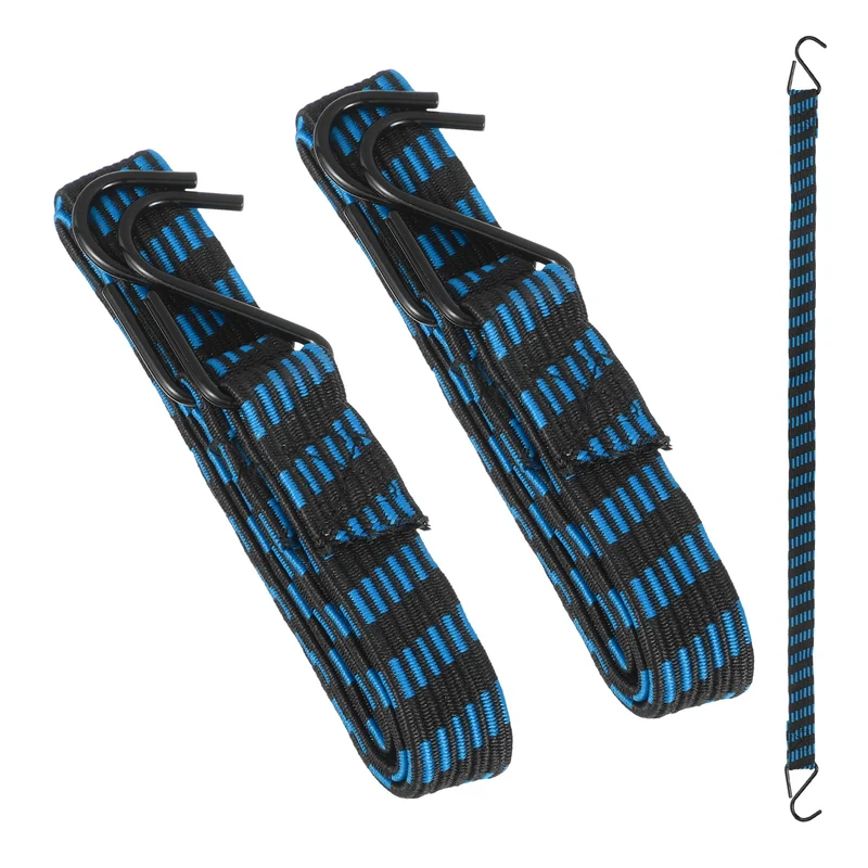 2Pcs Adjustable Bungee Cords with Hook 39" Elastic Bungee Straps, Blue