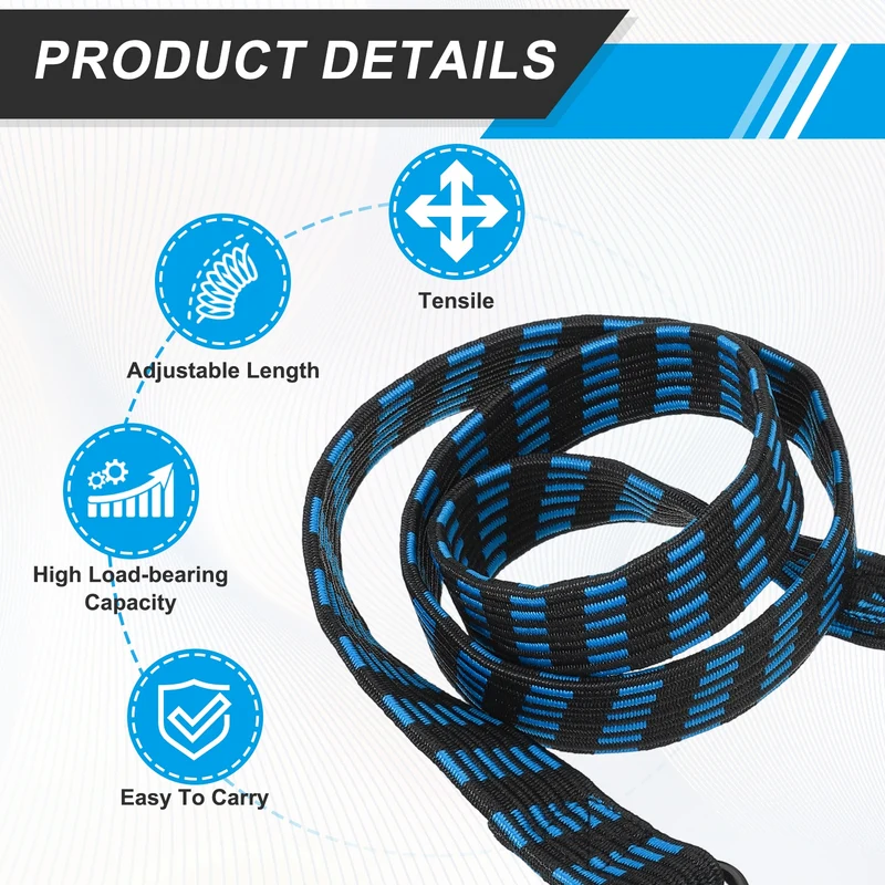 2Pcs Adjustable Bungee Cords with Hook 39" Elastic Bungee Straps, Blue