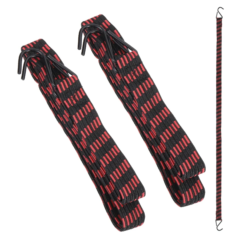 2Pcs Adjustable Bungee Cords with Hook 67" Elastic Bungee Straps, Red