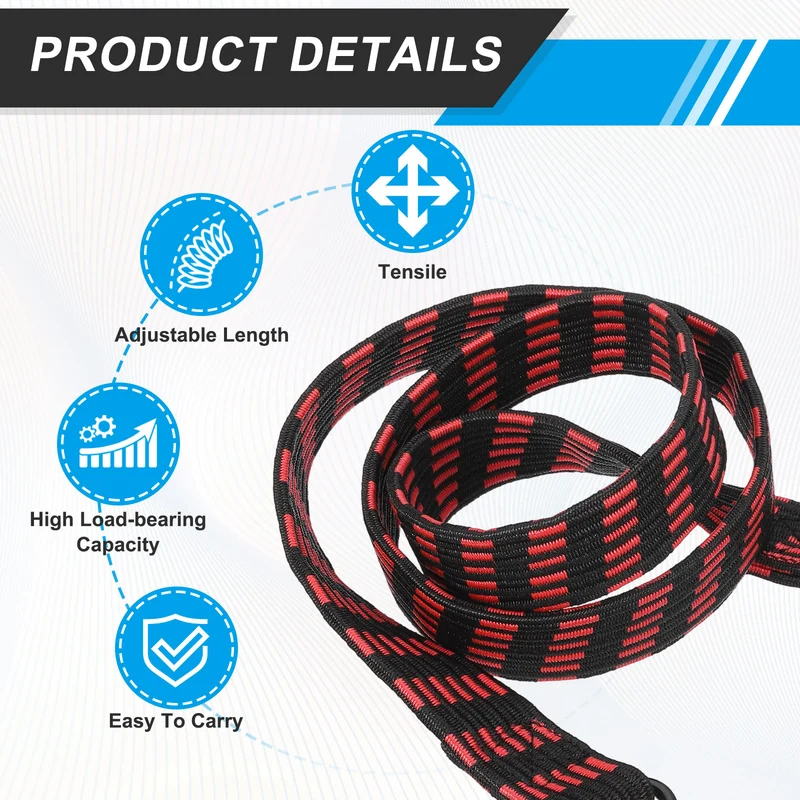 2Pcs Adjustable Bungee Cords with Hook 39" Elastic Bungee Straps, Red