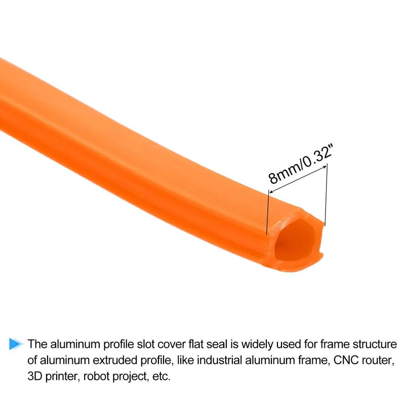 Aluminum Profile Slot Cover Flat Seal Orange 10M 8mm 3030 4040 Series