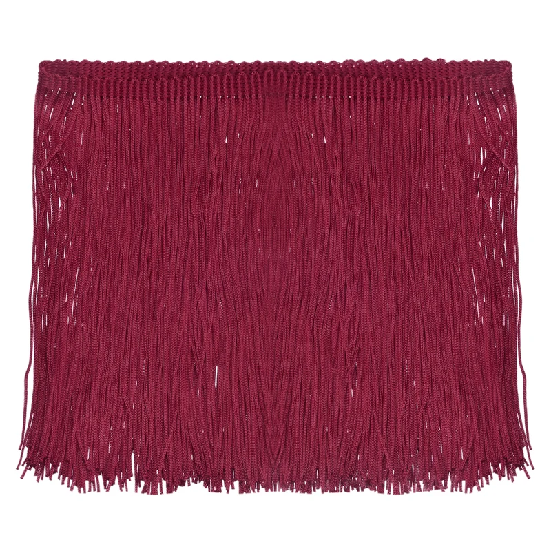 10 Yards 6 Inch Chainette Fringe Trim Tassel Sewing Trim for Clothes, Dark Red