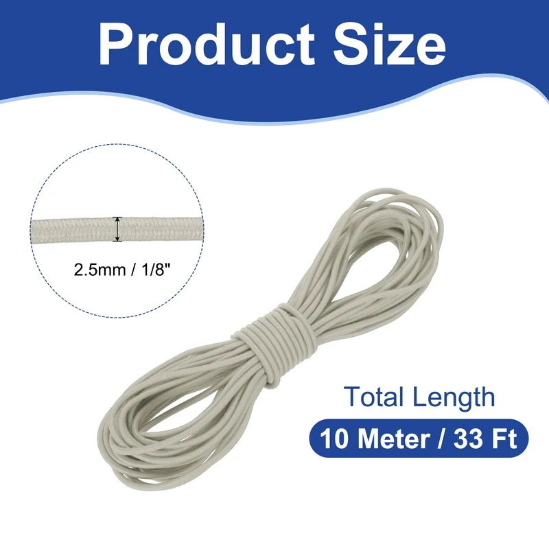1/8" x 33' Elastic Bungee Cord, Bungee Shock Cord, Beige