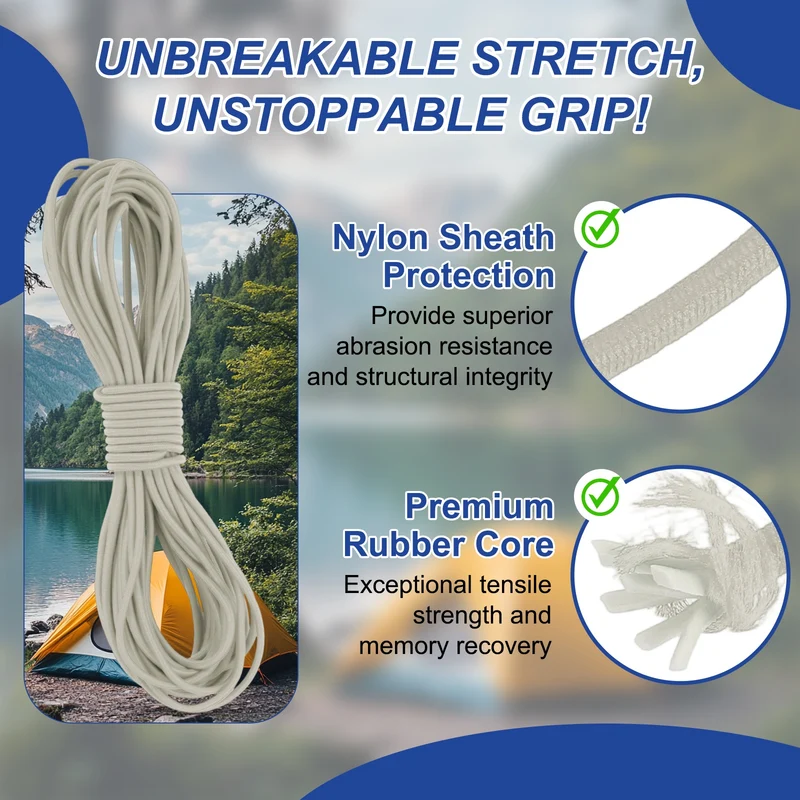 1/8" x 33' Elastic Bungee Cord, Bungee Shock Cord, Beige