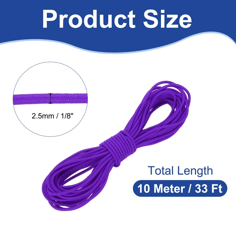 1/8" x 33' Elastic Bungee Cord, Bungee Shock Cord, Dark Purple
