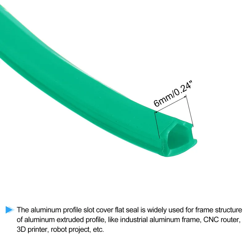Aluminum Profile Slot Cover Flat Seal Green 3Meter 6mm 2020 Series