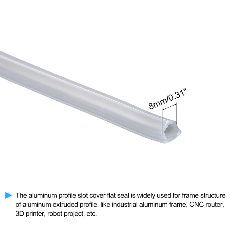 Aluminum Profile Slot Cover Flat Seal Silver Grey 9M 8mm 3030, 4040 Series 1Pcs