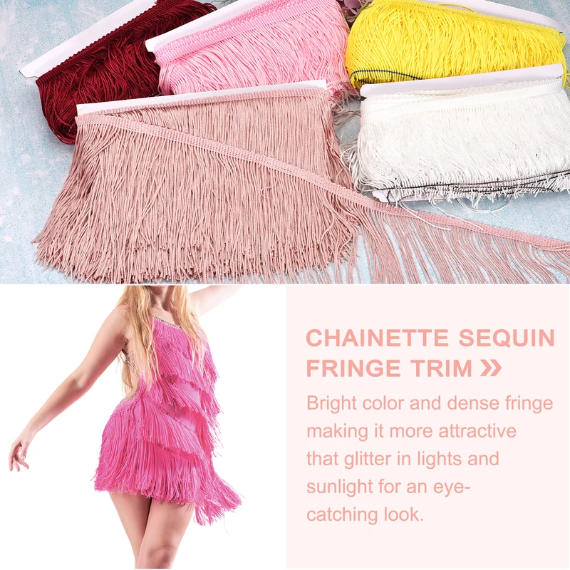 10 Yards 4 Inch Chainette Fringe Trim Tassel Sewing Trim for Clothes Yellow