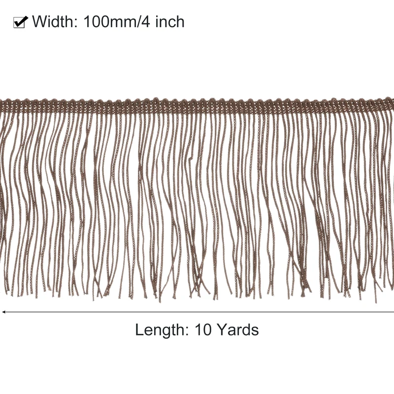 10 Yards 4 Inch Chainette Fringe Trim Tassel Sewing Trim for Clothes, Coffee