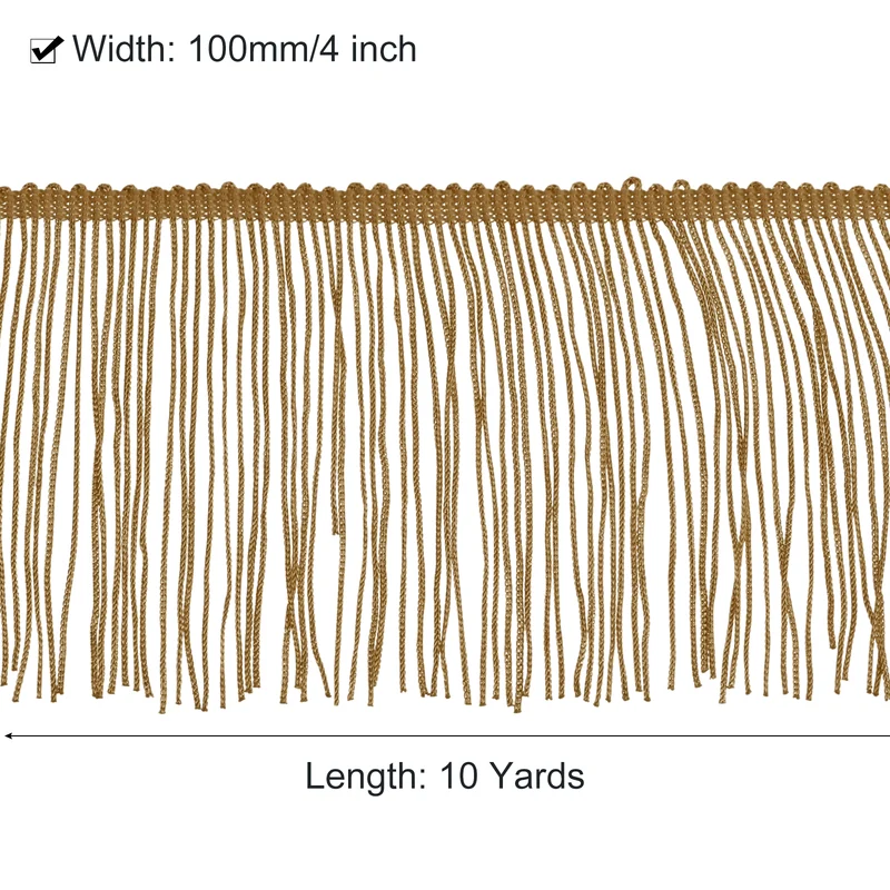 10 Yards 4 Inch Chainette Fringe Trim Tassel Sewing Trim for Clothes, Brown