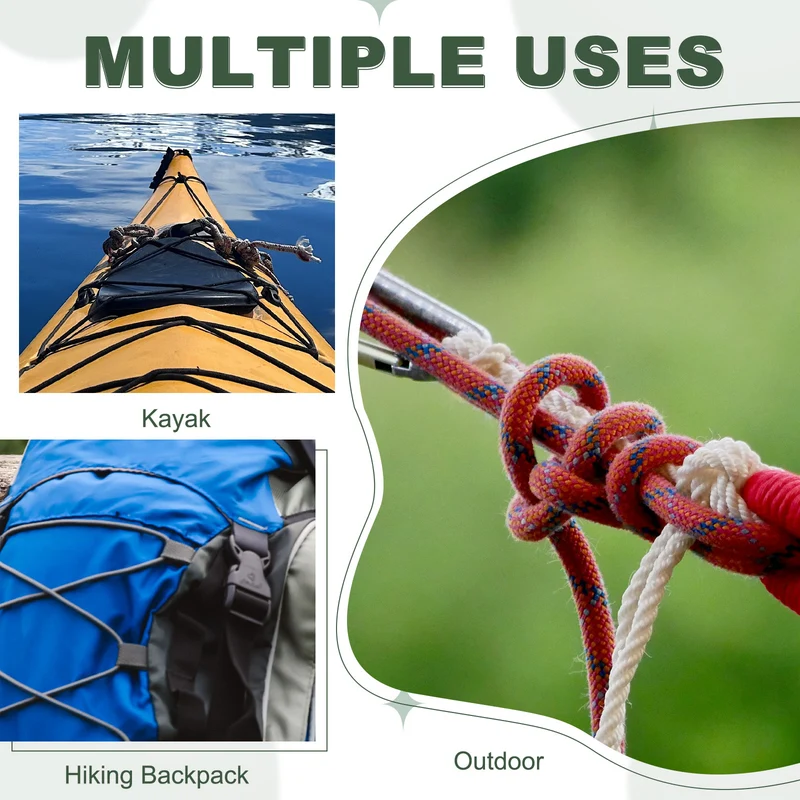 1/8 Inch Elastic Bungee Shock Cords 49 Feet Stretch String Rope, Brown