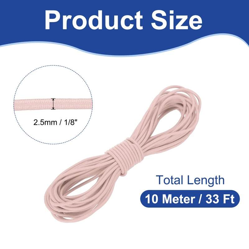1/8" x 33' Elastic Bungee Cord, Bungee Shock Cord, Dusty Rose
