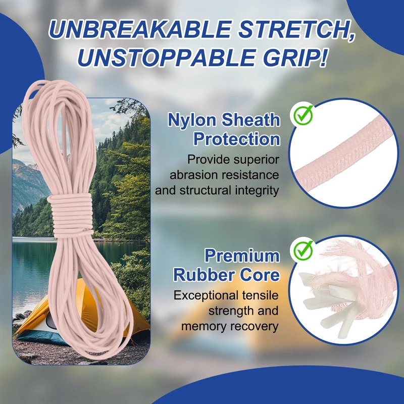 1/8" x 33' Elastic Bungee Cord, Bungee Shock Cord, Dusty Rose