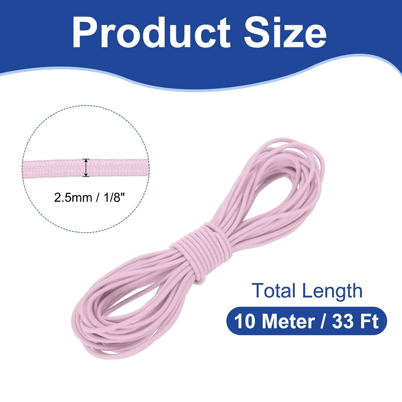1/8" x 33' Elastic Bungee Cord, Bungee Shock Cord, Light Pink