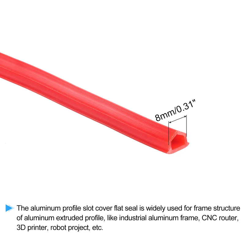 Aluminum Profile Slot Cover Flat Seal Red 15M 8mm 3030, 4040 Series 1Pcs