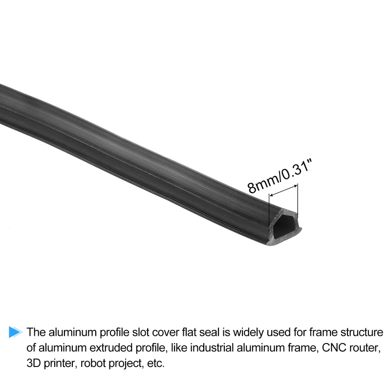 Aluminum Profile Slot Cover Flat Seal Black 9M 8mm 3030, 4040 Series 1Pcs
