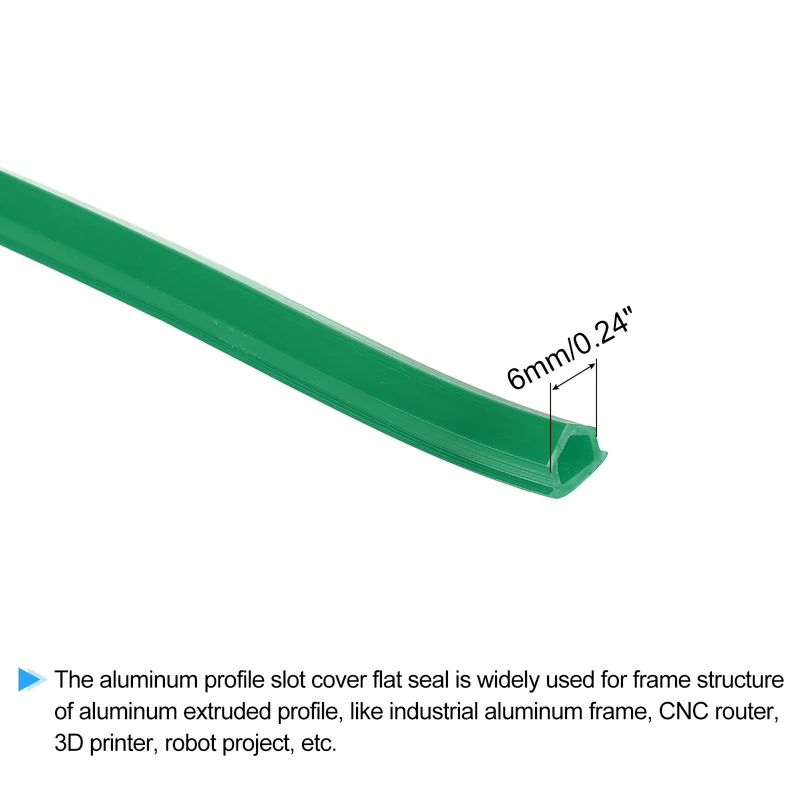 Aluminum Profile Slot Cover Flat Seal Green 12M 6mm 2020 Series 1Pcs