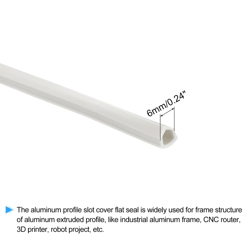 Aluminum Profile Slot Cover Flat Seal Silver 15M 6mm 2020 Series 1Pcs