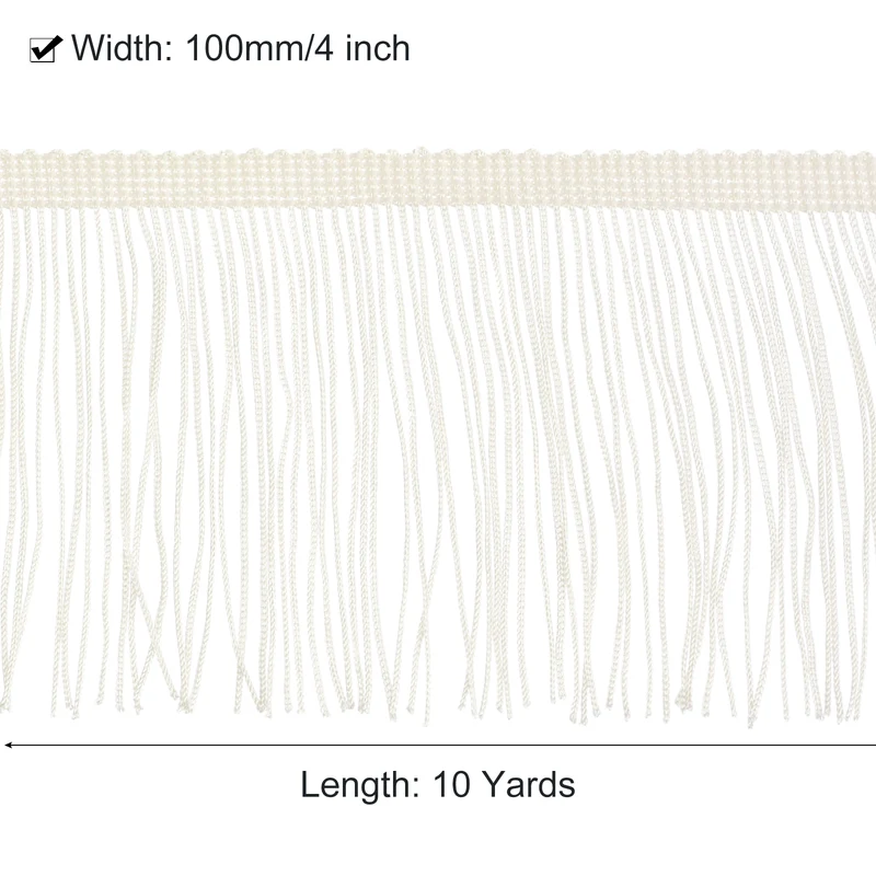 10 Yards 4 Inch Chainette Fringe Trim Tassel Sewing Trim for Clothes Beige