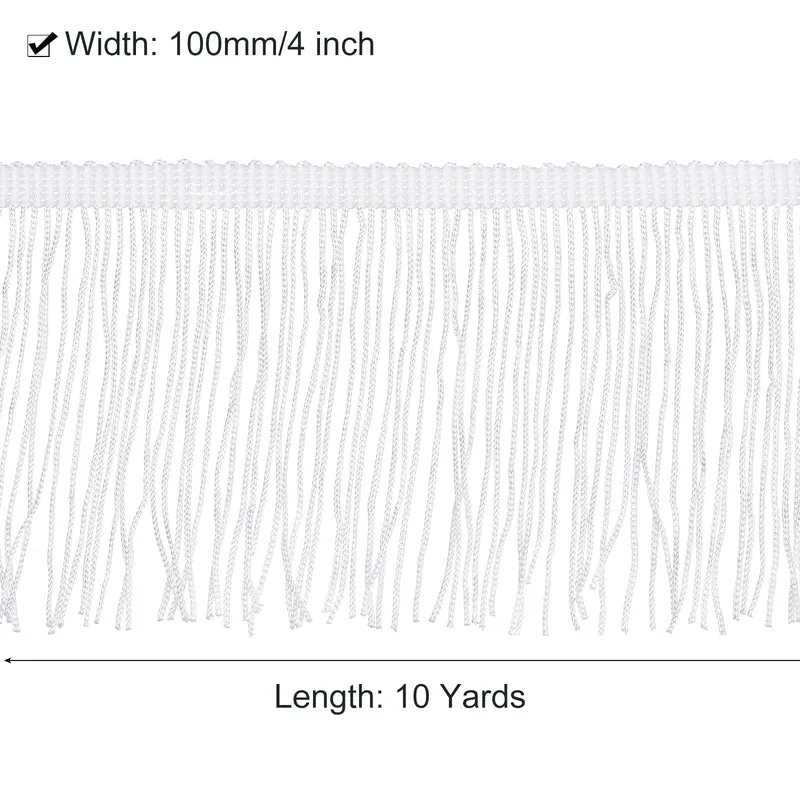10 Yards 4 Inch Chainette Fringe Trim Tassel Sewing Trim for Clothe Bleach White