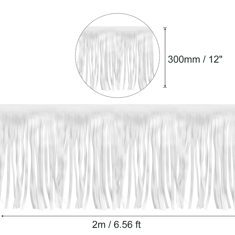 2 Yards 12 Inch PU Leather Fringe Trim DIY Tassel Fringe for Sewing White