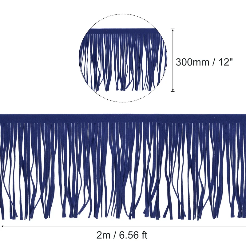 2 Yards 12 Inch PU Leather Fringe Trim DIY Tassel Fringe for Sewing Blue]