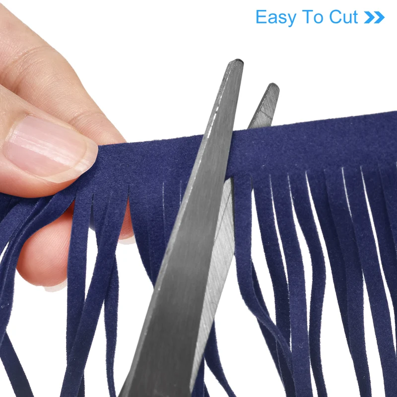 2 Yards 12 Inch PU Leather Fringe Trim DIY Tassel Fringe for Sewing Blue]