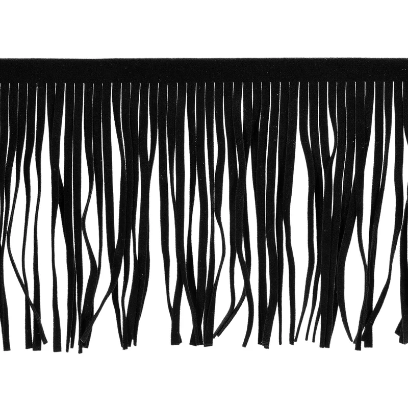 2 Yards 12 Inch PU Leather Fringe Trim DIY Tassel Fringe for Sewing Black