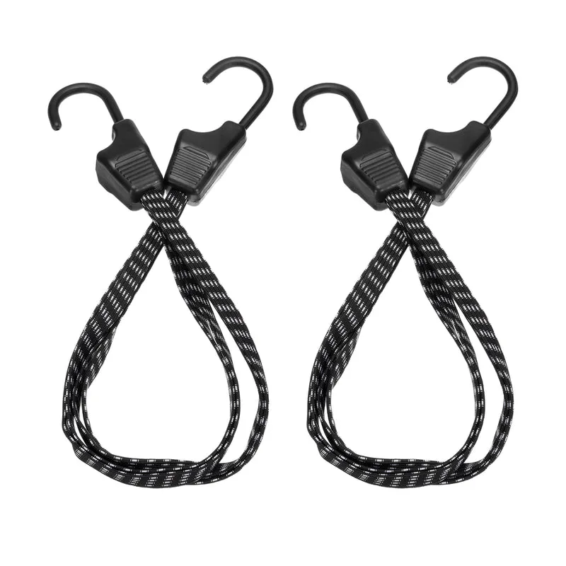 2Pcs Bungee Cord with Hooks 24" Rubber Bungee Cords for Outdoor, Black White