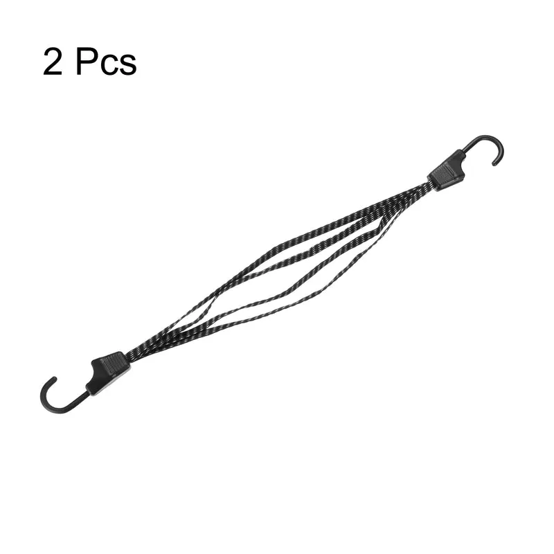 2Pcs Bungee Cord with Hooks 24" Rubber Bungee Cords for Outdoor, Black White