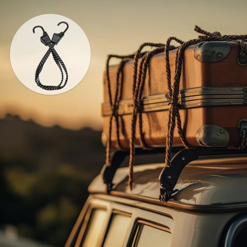 2Pcs Bungee Cord with Hooks 24" Rubber Bungee Cords for Outdoor, Black White