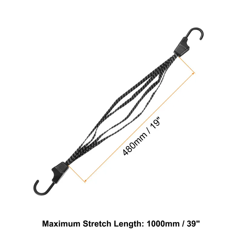 1Pcs Bungee Cord with Hooks 19" Rubber Bungee Cords for Outdoor, Black White