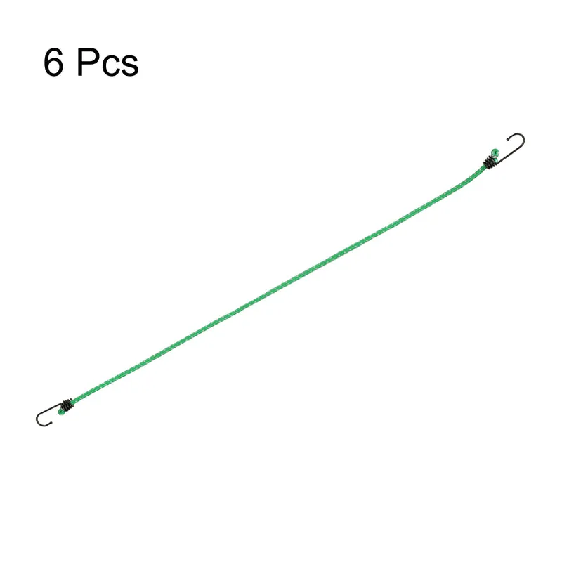 6Pcs Bungee Cord with Hooks 40" Rubber Bungee Cords for Outdoor, Green