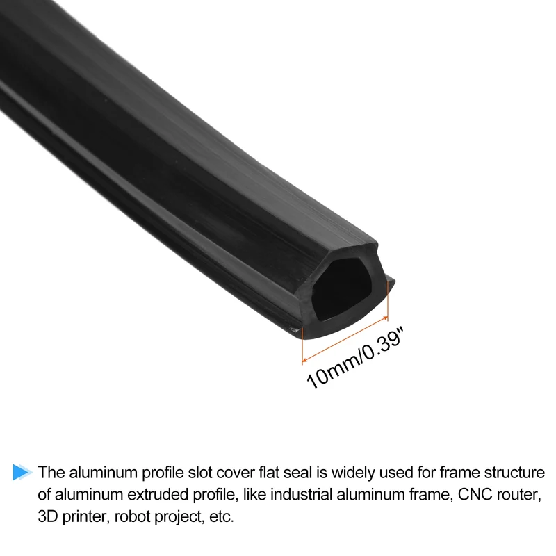 Aluminum Profile Slot Cover Flat Seal Black 8M 10mm 4545 5050 Series