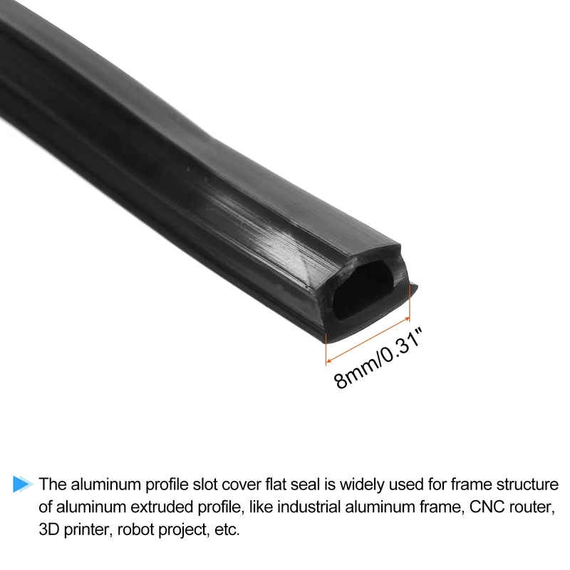 Aluminum Profile Slot Cover Flat Seal Black 8M 8mm 3030 4040 Series