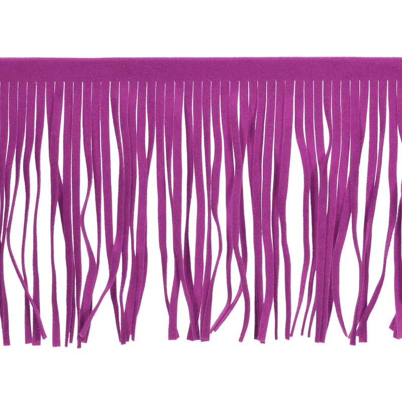 2 Yards 6 Inch PU Leather Fringe Trim DIY Tassel Fringe for Sewing, Purple