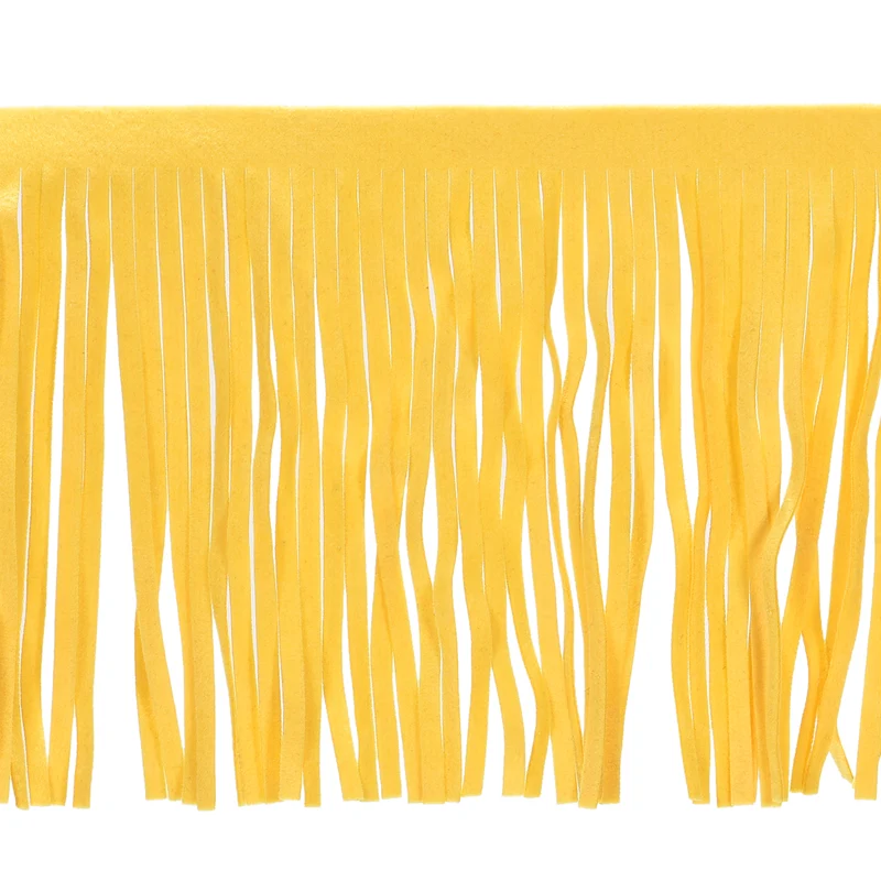 2 Yards 6 Inch PU Leather Fringe Trim DIY Tassel Fringe for Sewing, Yellow