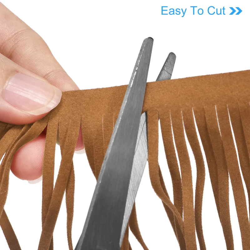 2 Yards 6 Inch PU Leather Fringe Trim Tassel Fringe for Sewing Brown