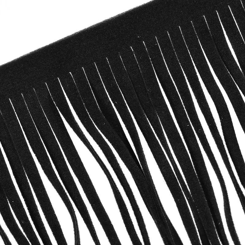 2 Yards 6 Inch PU Leather Fringe Trim Tassel Fringe for Sewing Black