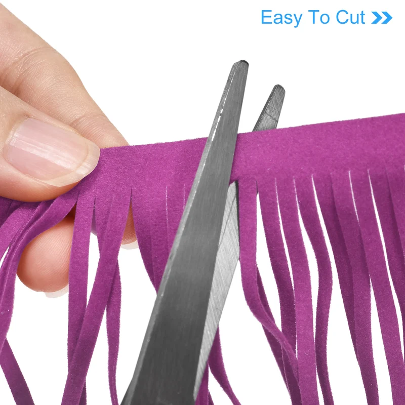 1 Yard 6 Inch PU Leather Fringe Trim DIY Tassel Fringe for Sewing, Purple